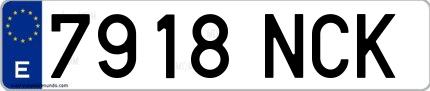 Ejemplo de matrícula española 7918 NCK