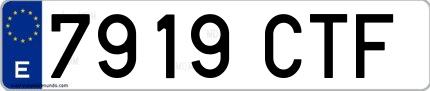Ejemplo de matrícula española 7919 CTF