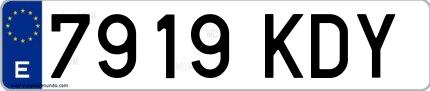 Ejemplo de matrícula española 7919 KDY