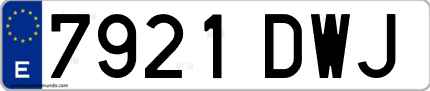 Ejemplo de matrícula de coche ordinaria 7921 DWJ
