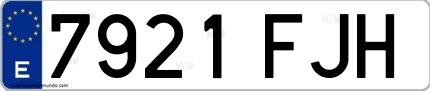 Ejemplo de matrícula española 7921 FJH