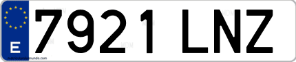 Ejemplo de matrícula de coche ordinaria 7921 LNZ
