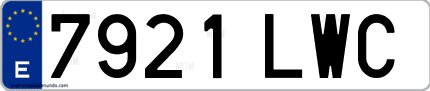 Ejemplo de matrícula de coche ordinaria 7921 LWC
