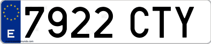 Ejemplo de matrícula de coche ordinaria 7922 CTY