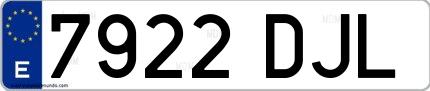 Ejemplo de matrícula española 7922 DJL
