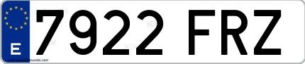 Ejemplo de matrícula española 7922 FRZ