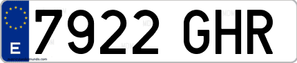 Ejemplo de matrícula de coche ordinaria 7922 GHR