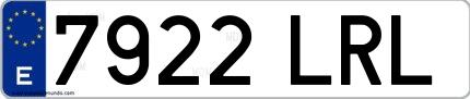 Ejemplo de matrícula española 7922 LRL