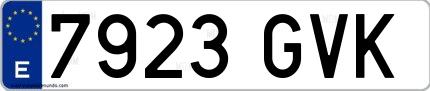 Ejemplo de matrícula española 7923 GVK