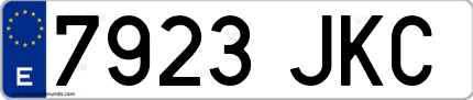 Ejemplo de matrícula de coche ordinaria 7923 JKC