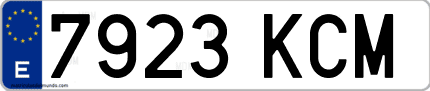 Ejemplo de matrícula de coche ordinaria 7923 KCM