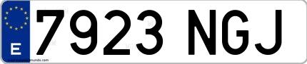 Ejemplo de matrícula española 7923 NGJ