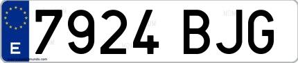 Ejemplo de matrícula española 7924 BJG