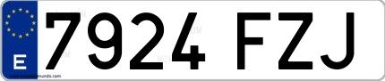 Ejemplo de matrícula española 7924 FZJ