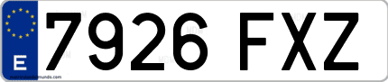 Ejemplo de matrícula de coche ordinaria 7926 FXZ