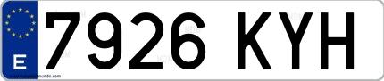 Ejemplo de matrícula española 7926 KYH