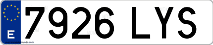 Ejemplo de matrícula de coche ordinaria 7926 LYS