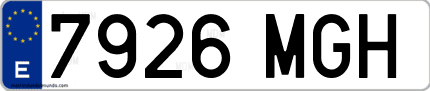Ejemplo de matrícula de coche ordinaria 7926 MGH