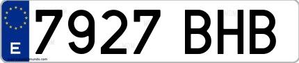 Ejemplo de matrícula española 7927 BHB