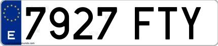 Ejemplo de matrícula española 7927 FTY