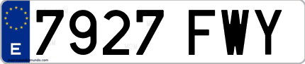 Ejemplo de matrícula de coche ordinaria 7927 FWY