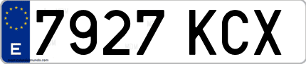 Ejemplo de matrícula de coche ordinaria 7927 KCX