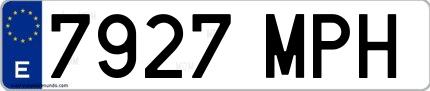 Ejemplo de matrícula española 7927 MPH