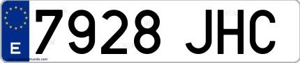 Ejemplo de matrícula española 7928 JHC