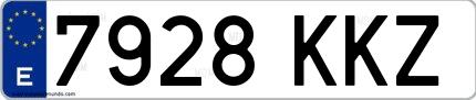 Ejemplo de matrícula española 7928 KKZ