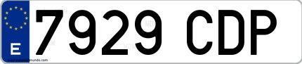 Ejemplo de matrícula española 7929 CDP