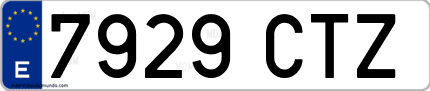 Ejemplo de matrícula de coche ordinaria 7929 CTZ