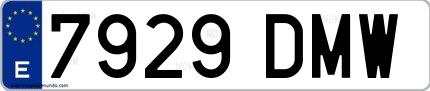 Ejemplo de matrícula española 7929 DMW