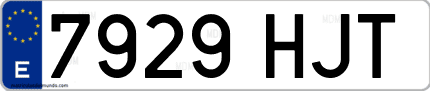 Ejemplo de matrícula de coche ordinaria 7929 HJT