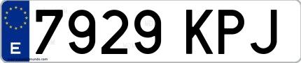 Ejemplo de matrícula española 7929 KPJ
