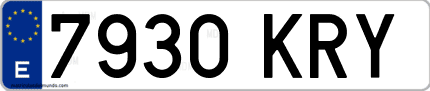 Ejemplo de matrícula de coche ordinaria 7930 KRY