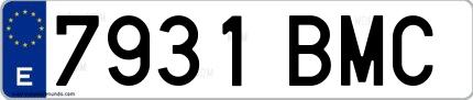 Ejemplo de matrícula española 7931 BMC