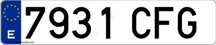 Ejemplo de matrícula española 7931 CFG