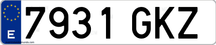 Ejemplo de matrícula de coche ordinaria 7931 GKZ