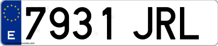 Ejemplo de matrícula de coche ordinaria 7931 JRL