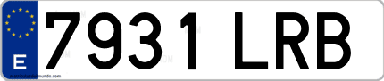 Ejemplo de matrícula de coche ordinaria 7931 LRB