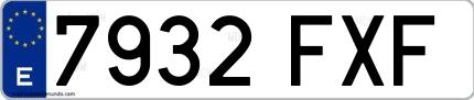 Ejemplo de matrícula española 7932 FXF