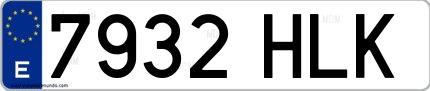 Ejemplo de matrícula española 7932 HLK