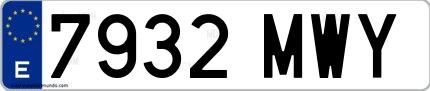 Ejemplo de matrícula española 7932 MWY