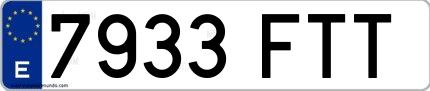 Ejemplo de matrícula española 7933 FTT