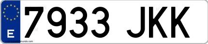 Ejemplo de matrícula española 7933 JKK