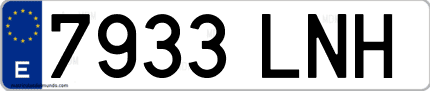 Ejemplo de matrícula de coche ordinaria 7933 LNH
