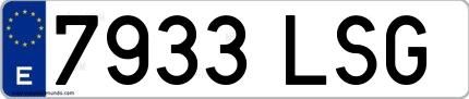 Ejemplo de matrícula española 7933 LSG