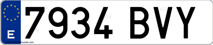 Ejemplo de matrícula de coche ordinaria 7934 BVY