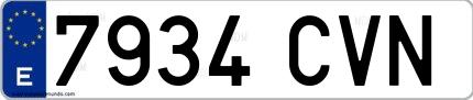 Ejemplo de matrícula española 7934 CVN