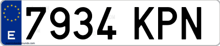 Ejemplo de matrícula de coche ordinaria 7934 KPN